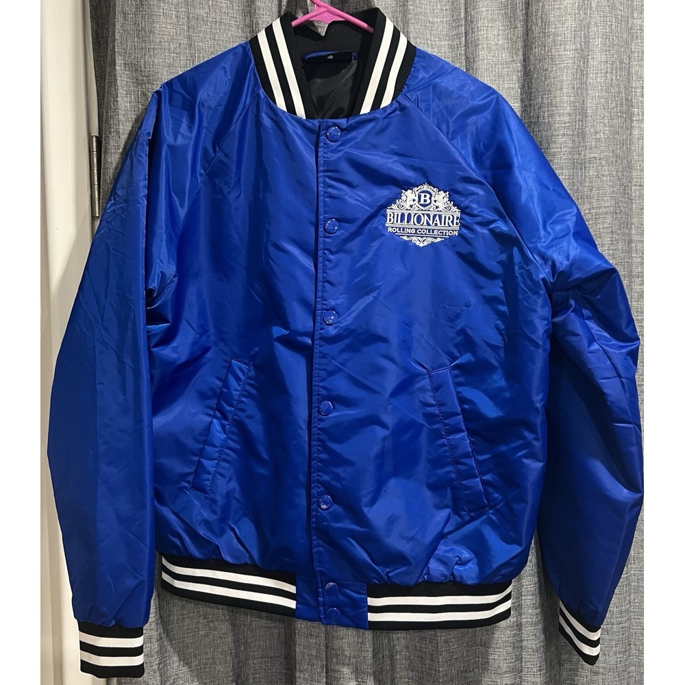 Shaka Wear Bomber Jacket Snap Blue Billionaire Rolling Collection logo Size‎ S